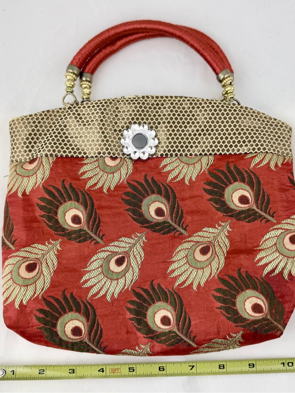 Potli Bag Return Gift Bag Peacock Feather Gold Trim Purse Wedding Festivals